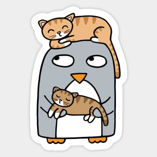 Crazy Cat Penguin Sticker